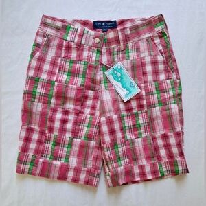 Cape Madras Women's Pink Green Patchwork Plaid Cotton Shorts Size 2